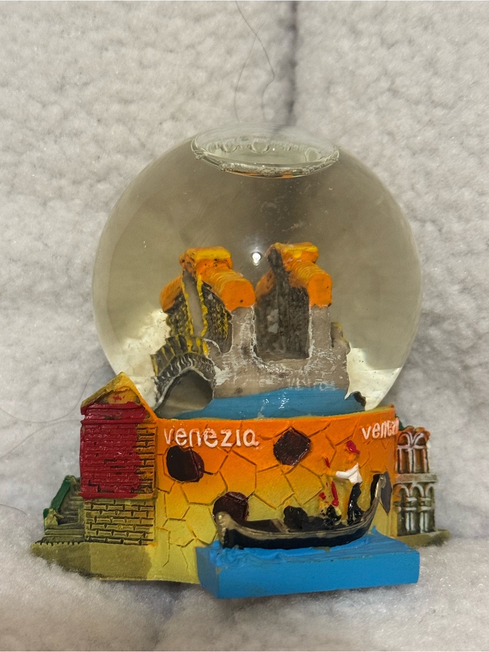 Venezia Glass Snow Globe Decorative Accent - Yellow & Blue